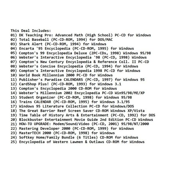 200 MISC CD-ROM LOT1-4 - PC Software Lot CLEARANCE -NEW or LIKE NEW in Sleeve - Picture 2 of 14